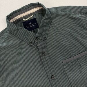 Roark Revival Mens Medium Short Sleeve Button Front Pocket Shirt Green Striped